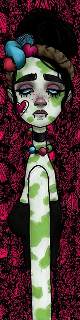 Free vampire bookmark featuring a sad vampire with a green scarf
